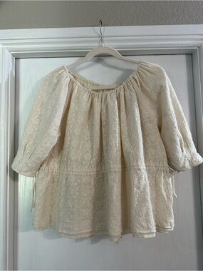 Caron Callahan Cream Lace Peasant Tunic